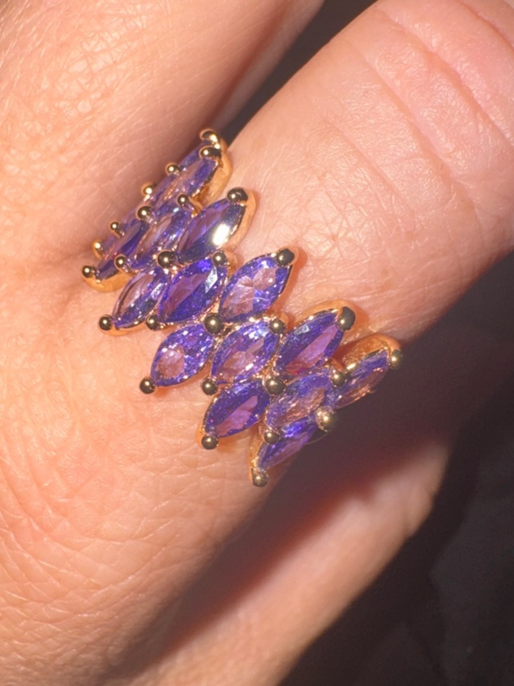 bp Gold-Tone Ring with Purple Marquise Stones